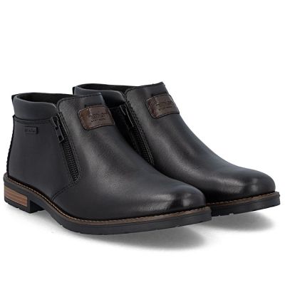 10. Men's leather ankle boots with zipper, black Rieker 14656-00