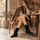 8. Black Ruched Leather Cowboy Ankle Boots for Women Sergio Leone BT-16-S
