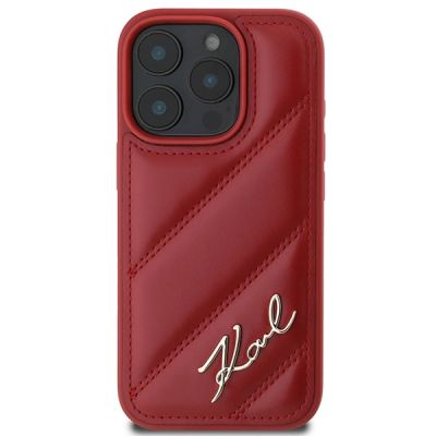 3. Karl Lagerfeld Quilted Signature iPhone 16 Pro Case - Red