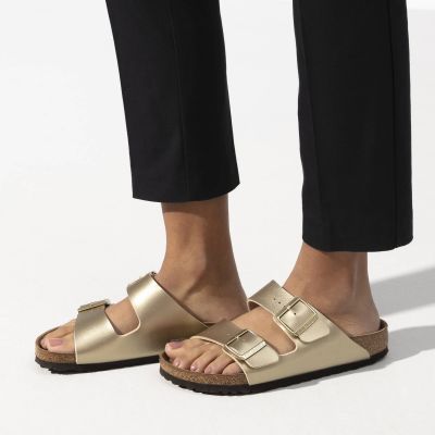 5. Birkenstock Arizona Birko-Flor Gold women's flip-flops regular wide (1016110)