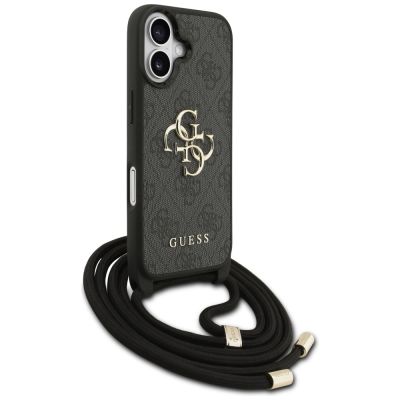3. Guess 4G Big Logo Cord Stap Crossbody Case for iPhone 17 - Black