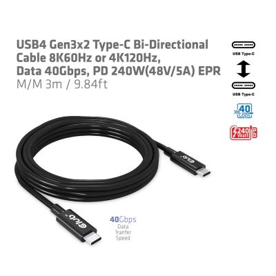 6. CLUB3D CAC-1579 USB Cable USB4 Gen 3x2 3m USB C Black