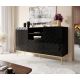 ABETO chest of drawers on a gold steel frame, 150x42x90, black/gloss black