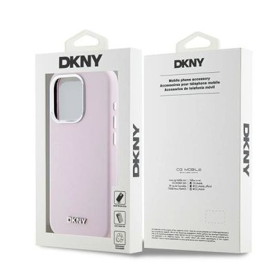 8. DKNY Liquid Silicone Small Metal Logo MagSafe case for iPhone 14 Pro - pink