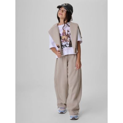5. Girls' boxy T-shirt with print 4F 4FJKAW26TTSHF4426-10S