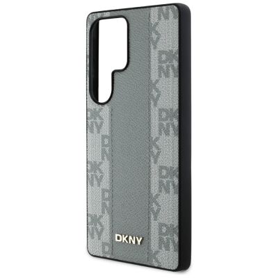 6. DKNY Leather Checkered Pattern MagSafe Case for Samsung Galaxy S25 Ultra - Gray