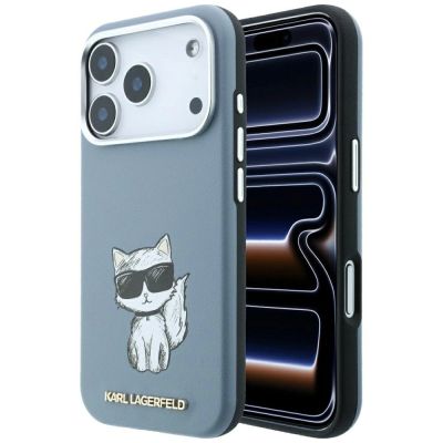 Karl Lagerfeld Smooth Choupette Sketch MagSafe Case for iPhone 18 Pro Max / 17 Pro Max - Light Blue