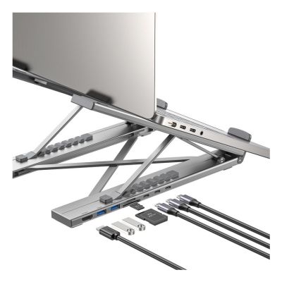 30. UNITEK ADJUSTABLE LAPTOP STAND + HUB USB-C/A, HDMI 2.0, PD 100W