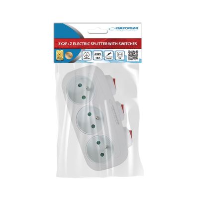6. ESPERANZA ELECTRIC SOCKET 3-OUTLET WITH SWITCHES WHITE ELK307W