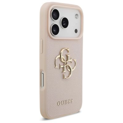4. Guess Grained Big 4G & Classic Logo iPhone 17 Pro Case - Pink