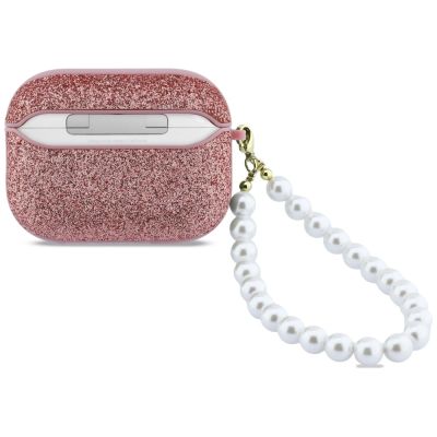 2. Guess Glitter Pearl Strap Case for AirPods Pro 3 - Pink