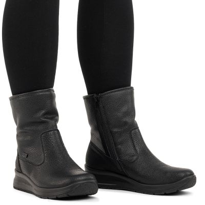 6. Rieker L7760-00 women's waterproof black ankle boots