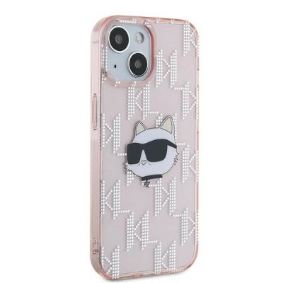 4. Karl Lagerfeld IML Choupette Head & Monogram case for iPhone 14 / 15 / 13 - pink