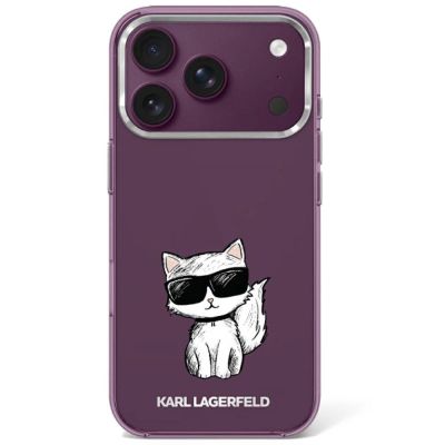 Karl Lagerfeld IML Choupette Body Sketch Print MagSafe case for iPhone 17 Pro / 18 Pro - burgundy