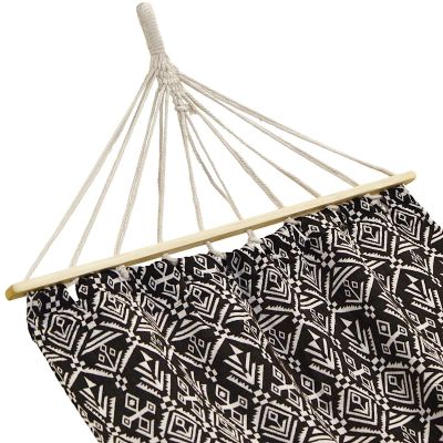 15. GARDEN HAMMOCK FOR 1 PERSON 200X100CM WITH SPREADER BAR ETHNO BLACK AND WHITE