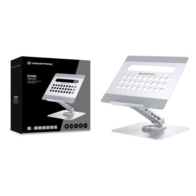 8. CONCEPTRONIC Laptop Holder with Docking Station 7 in 1 Silver