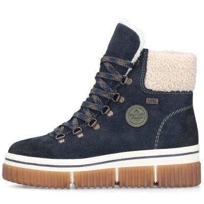 3. Rieker Y6347-14 Navy Blue Waterproof Leather Women's Ankle Boots