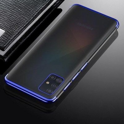 3. Clear Color Case Gel TPU Electroplating frame Cover for Samsung Galaxy A72 4G blue