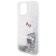 6. Hello Kitty Liquid Glitter Charms Kitty Head case for iPhone 15 - silver