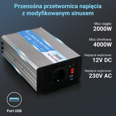 19. Extralink OPIM-2000W | Power Inverter | Automotive 12V, 2000W Modified Sine Wave