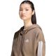 4. Women's adidas Essentials 3-Stripes Full-Zip Fleece Hoodie Light Brown KF6273