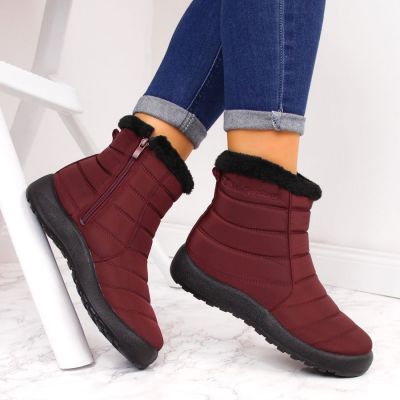 7. NEWS W EVE181C waterproof zippered snow boots, burgundy 
