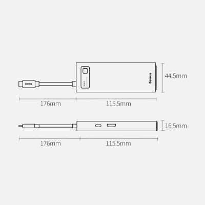 24. Baseus Metal Gleam Series 5-in-1 Multifunctional HUB USB Type C - USB Type C Power Delivery 100 W / HDMI 4K 30 Hz / 3x USB 3.2 Gen 1 (CAHUB-CX0G)