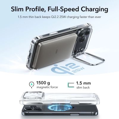 4. ESR Classic Hybrid Kickstand MagSafe Case for iPhone 17 Pro Max - Clear