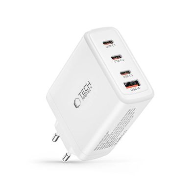 6. Tech-Protect NC100W-GAN charger GaN 3x USB-C PD 100W / USB-A QC 3.0 - white