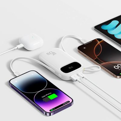 3. Baseus EnerFill FC31 Qpow 3 10000mAh 45W Power Bank with Digital Display with USB-C and Lightning Cables - White