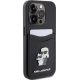 4. Karl Lagerfeld Saffiano Cardslot Karl&Choupette Metal Pin case for iPhone 15 Pro - black