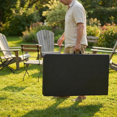 27. CATERING TABLE FOLDABLE INTO A SUITCASE 240x74x74CM 150KG BLACK
