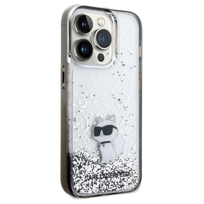 4. Karl Lagerfeld Liquid Glitter Choupette case for iPhone 14 Pro - transparent