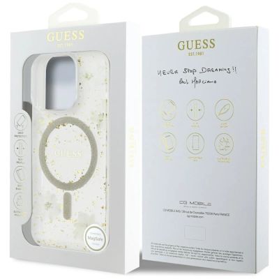8. Guess Resin Flowers Glitter MagSafe iPhone 16 Pro Case - Beige