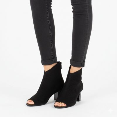 6. Women's open-toe ankle boots, black, M.Daszyński MR1954-23