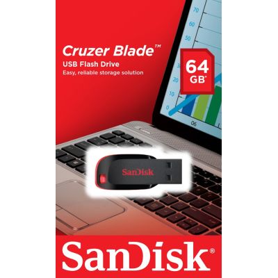 7. SanDisk Cruzer Blade SDCZ50-064G-B35 pendrive (64GB; USB 2.0; black)