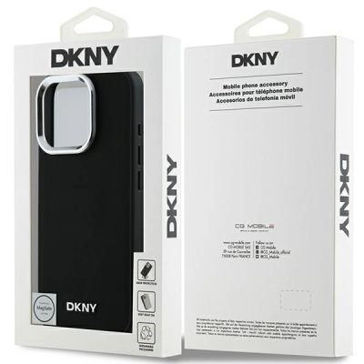 8. DKNY Plain Silver Logo MagSafe iPhone 16 Pro Max Case - Black