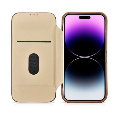 18. iCarer CE Premium Leather Folio Case iPhone 14 Pro Magnetic Flip Leather Folio Case MagSafe brown (WMI14220714-BN)