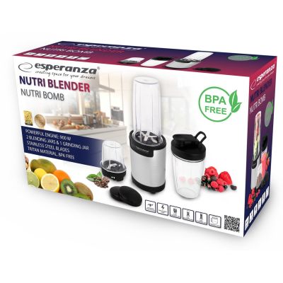 6. Esperanza NUTRI BOMB EKM030 sports blender for grinding (900W; black and silver)