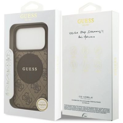 8. Guess 4G Circle Classic Logo MagSafe case for iPhone 17 Pro - brown