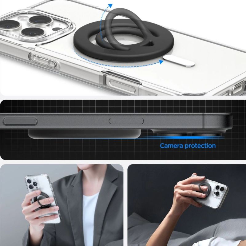 7. Spigen Dual Pop Mag MagSafe Magnetic Ring for Phone - Black