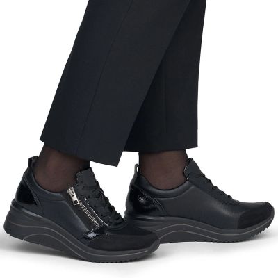 12. Women's wedge sneakers black Remonte Rieker D0T22-03