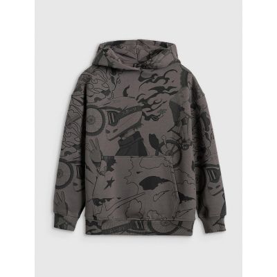 5. Boy's sweatshirt with hood, open, 4F 4FJRAW25TSWSM2343-90A