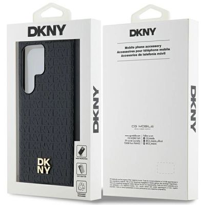 8. DKNY Leather Pattern Metal Logo MagSafe case for Samsung Galaxy S24 Ultra - black