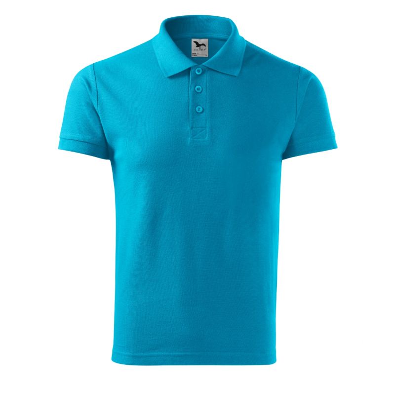 3. Malfini Cotton M MLI-21244 turquoise polo shirt