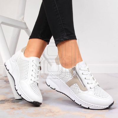 8. Rieker W N6304-80 white leather wedge shoes