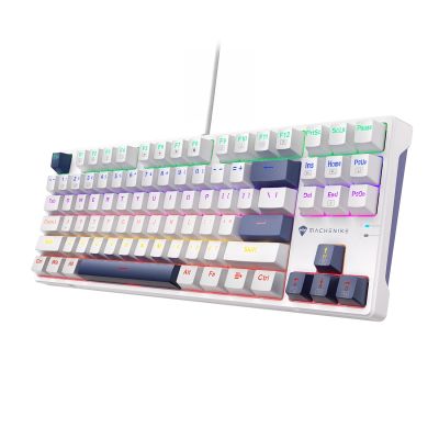 4. Machenike K500B-B87 Wired Mechanical Gaming Keyboard with Backlight, Red Switch - White