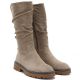 4. Women's warm, crinkled suede boots, beige M.Daszyński SA259-3