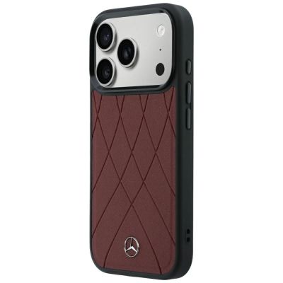 2. Mercedes Leather Crossed Lines MagSafe case for iPhone 17 Pro Max / 18 Pro Max - burgundy