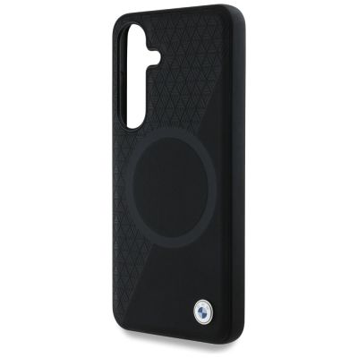 6. BMW Leather Half Textured MagSafe Case for Samsung Galaxy S25 - Black